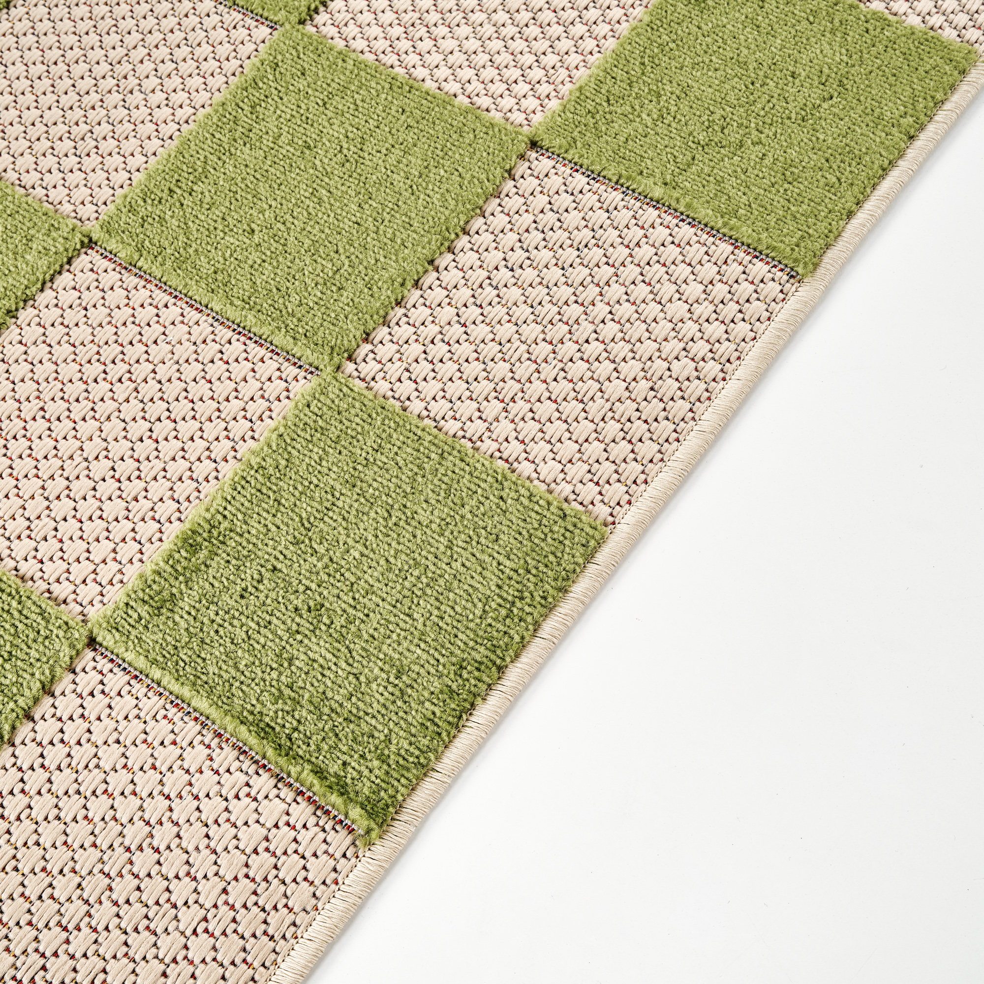 Checker Outdoor Rug Cream Green