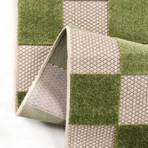 Checker Outdoor Rug Cream Green