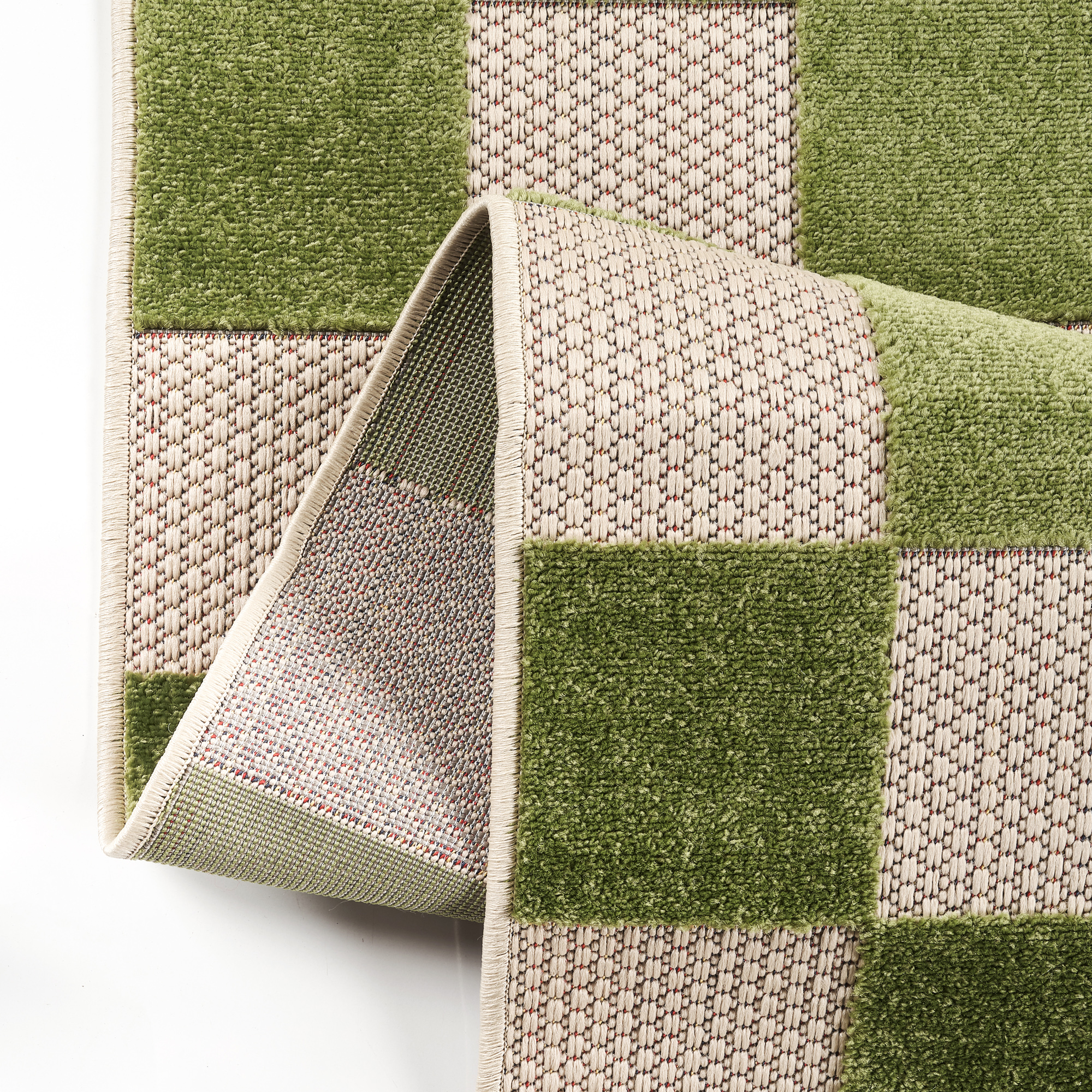 Checker Outdoor Rug Cream Green