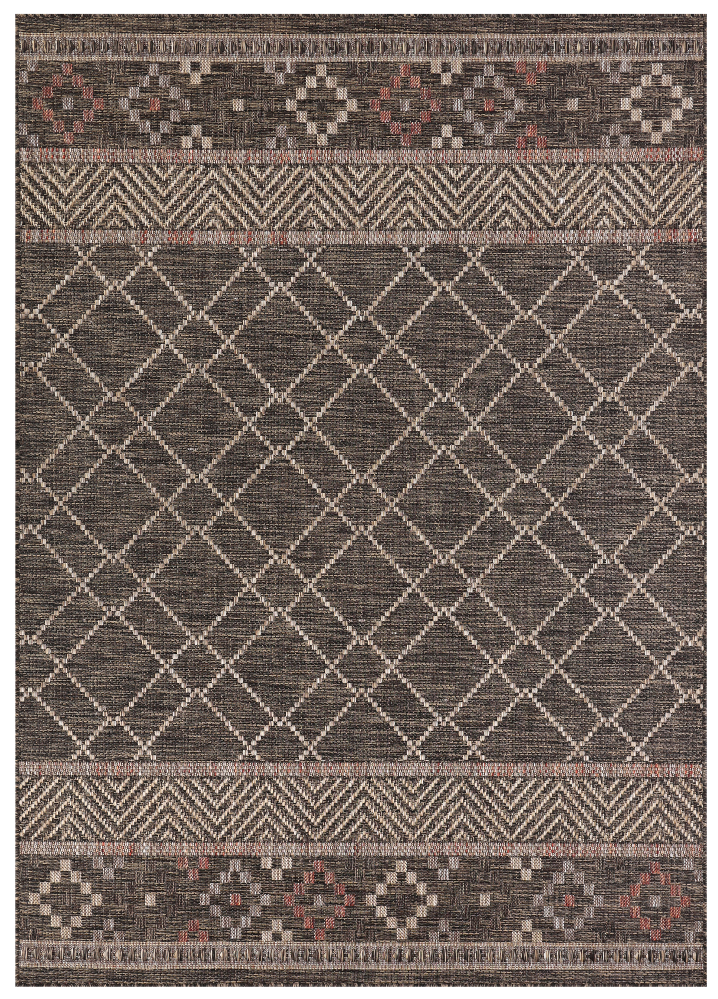Outdoor Rug Melissa Dark Brown Geometric