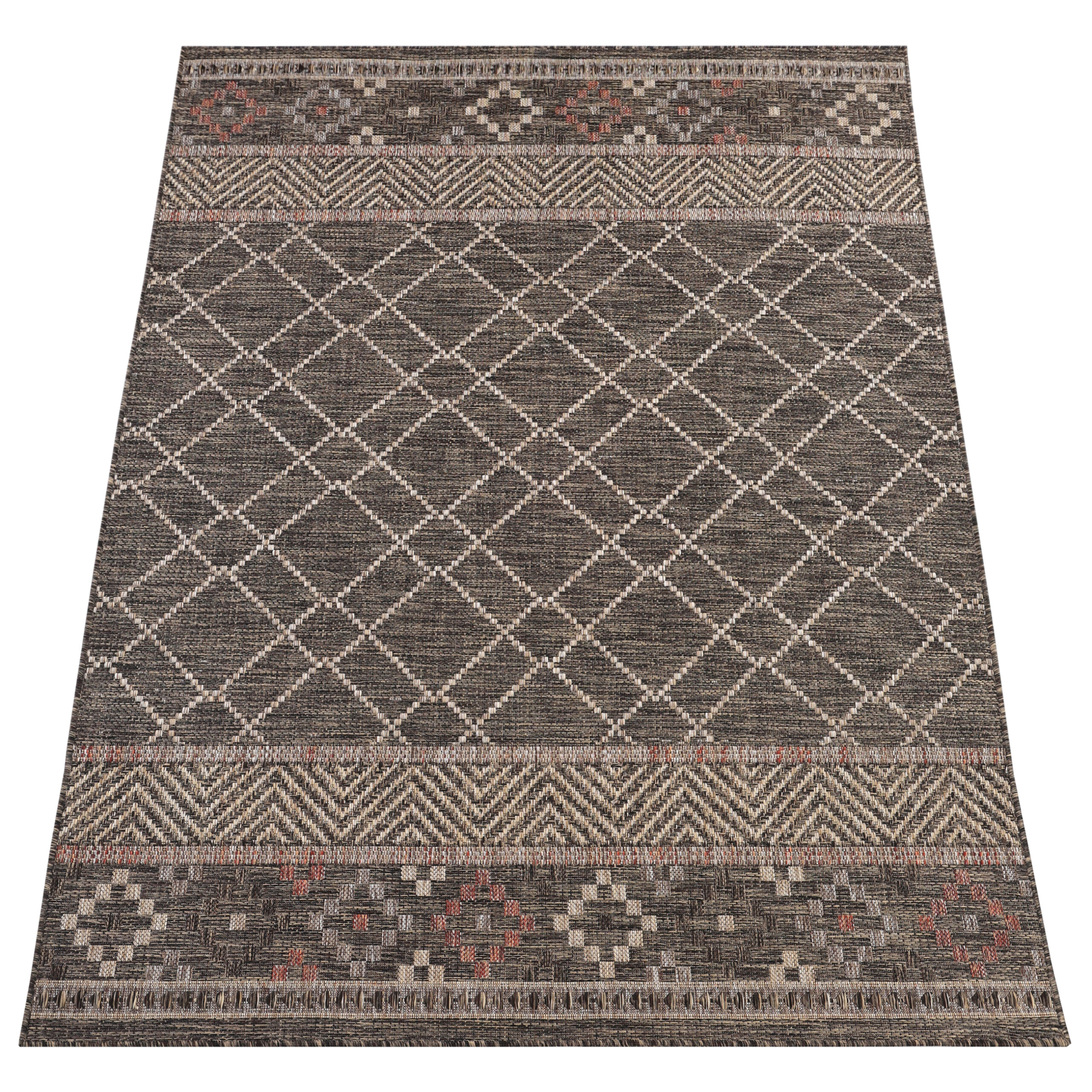 Outdoor Rug Melissa Dark Brown Geometric