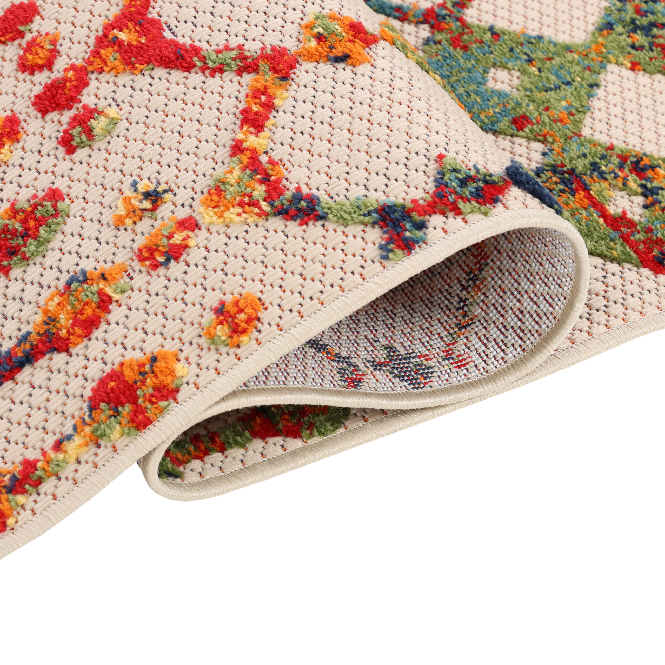 Outdoor Patio Rug Multicolor Geometric