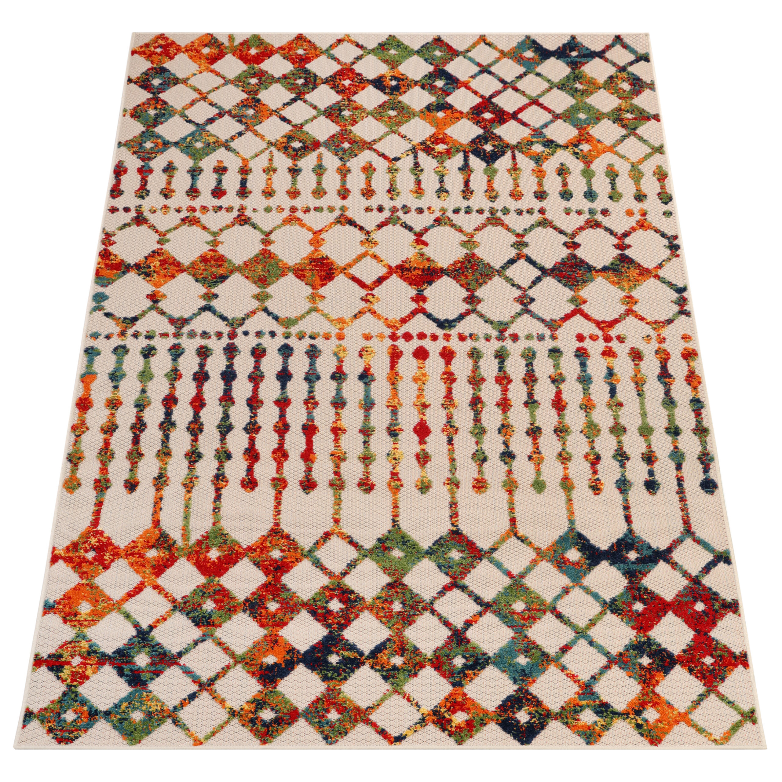 Outdoor Patio Rug Multicolor Geometric