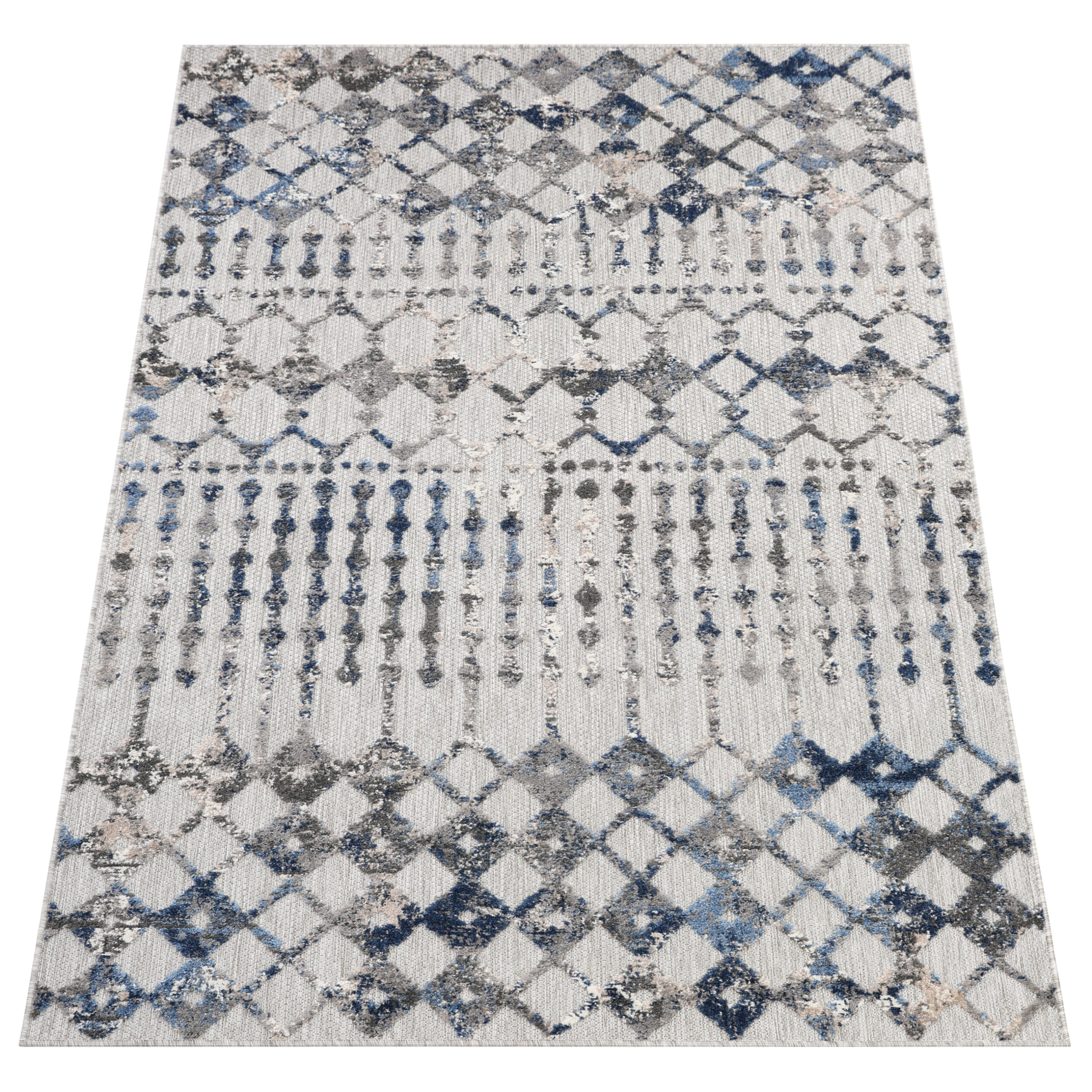 Outdoor Patio Rug Gray Geometric