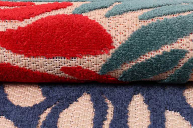 Outdoor Patio Rug Multicolor Flowers