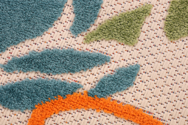 Outdoor Patio Rug Multicolor Flowers