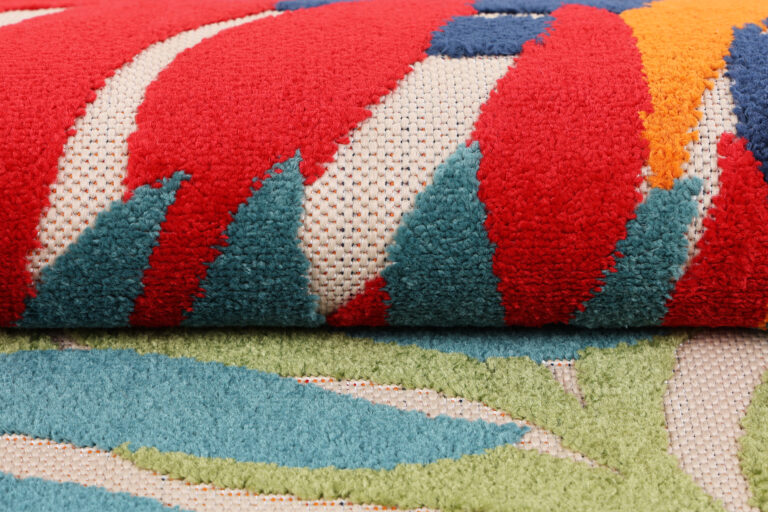 Outdoor Patio Rug Multicolor Tropical