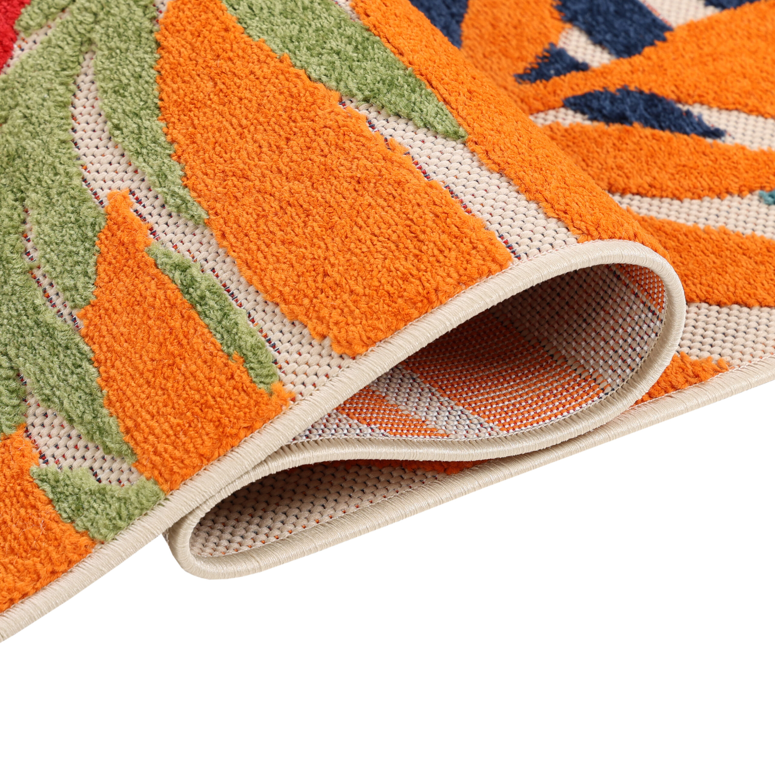 Outdoor Patio Rug Multicolor Tropical