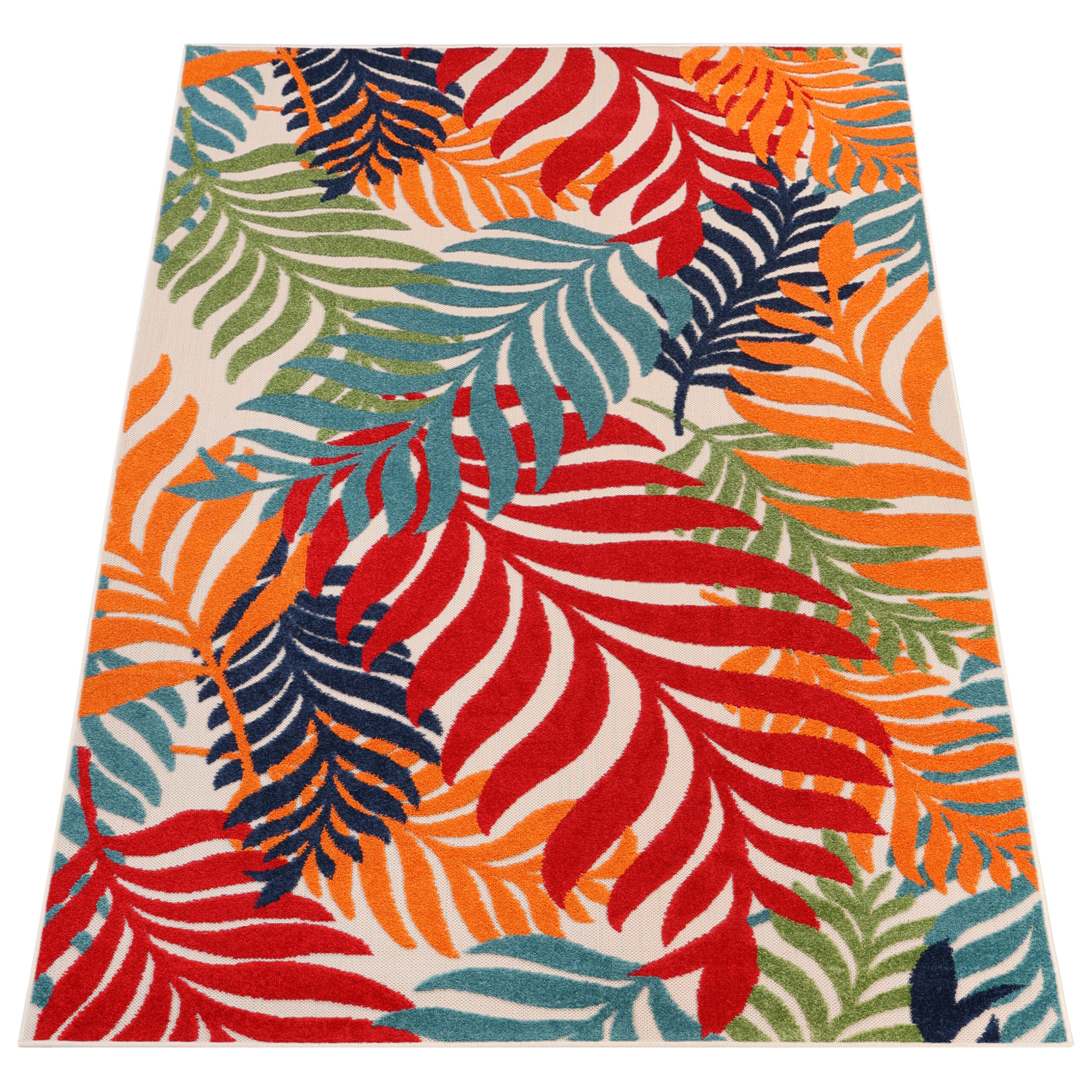 Outdoor Patio Rug Multicolor Tropical