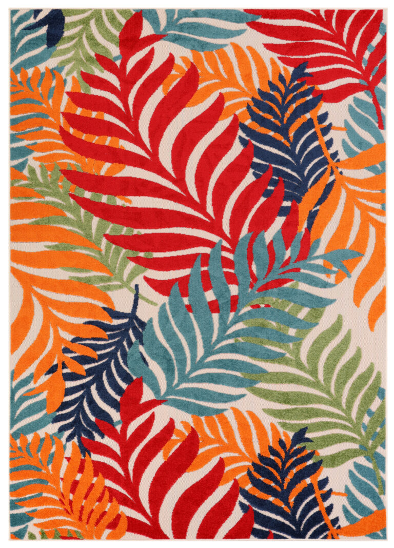 Outdoor Patio Rug Multicolor Tropical