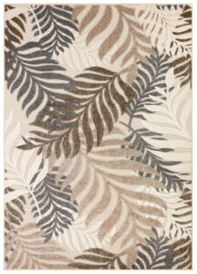 Outdoor Patio Rug Beige Leaves