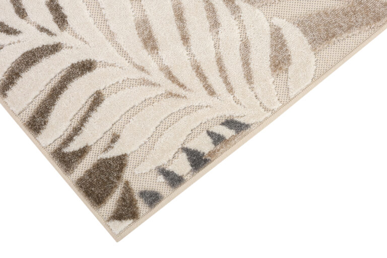Outdoor Patio Rug Beige Leaves