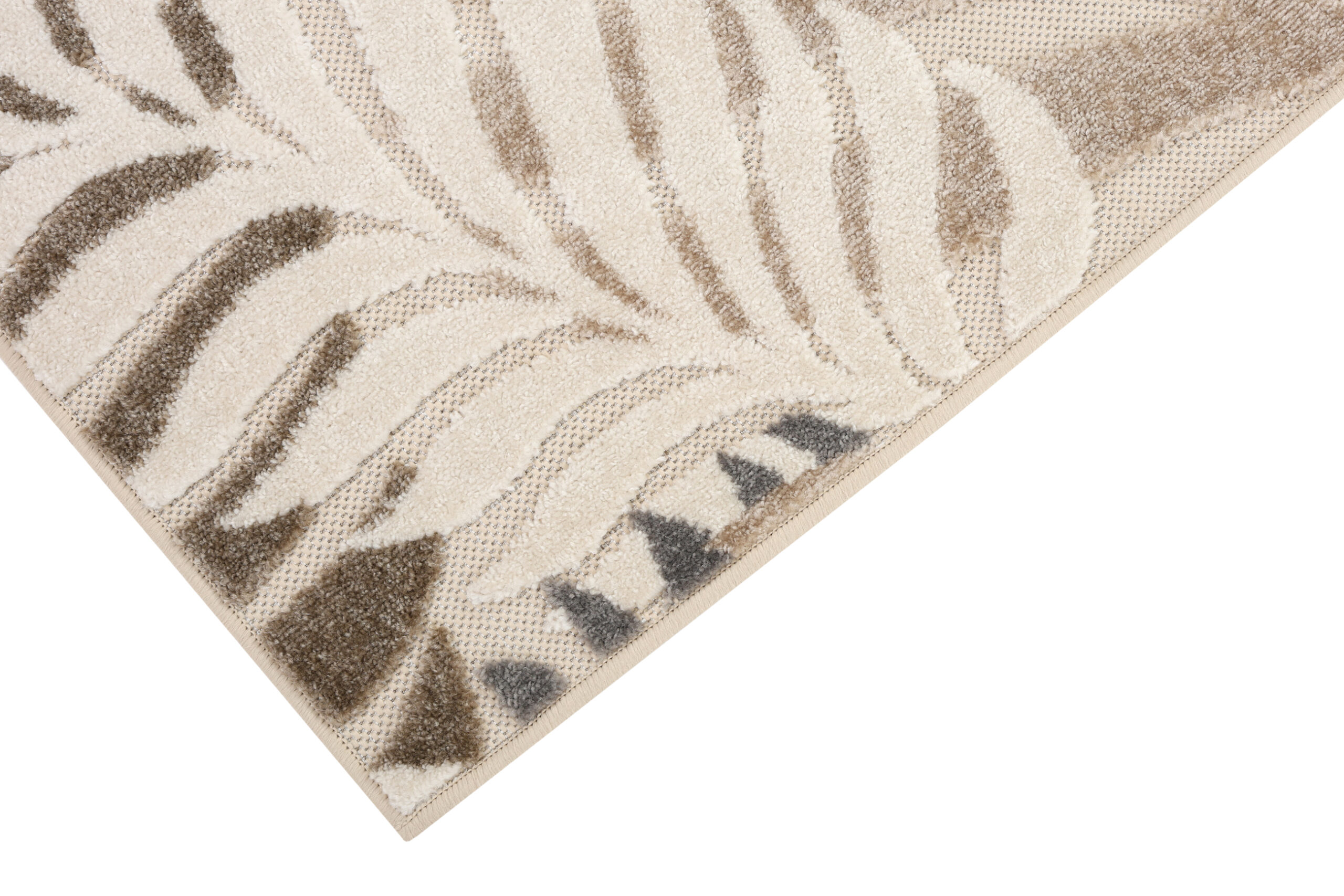 Outdoor Patio Rug Beige Leaves