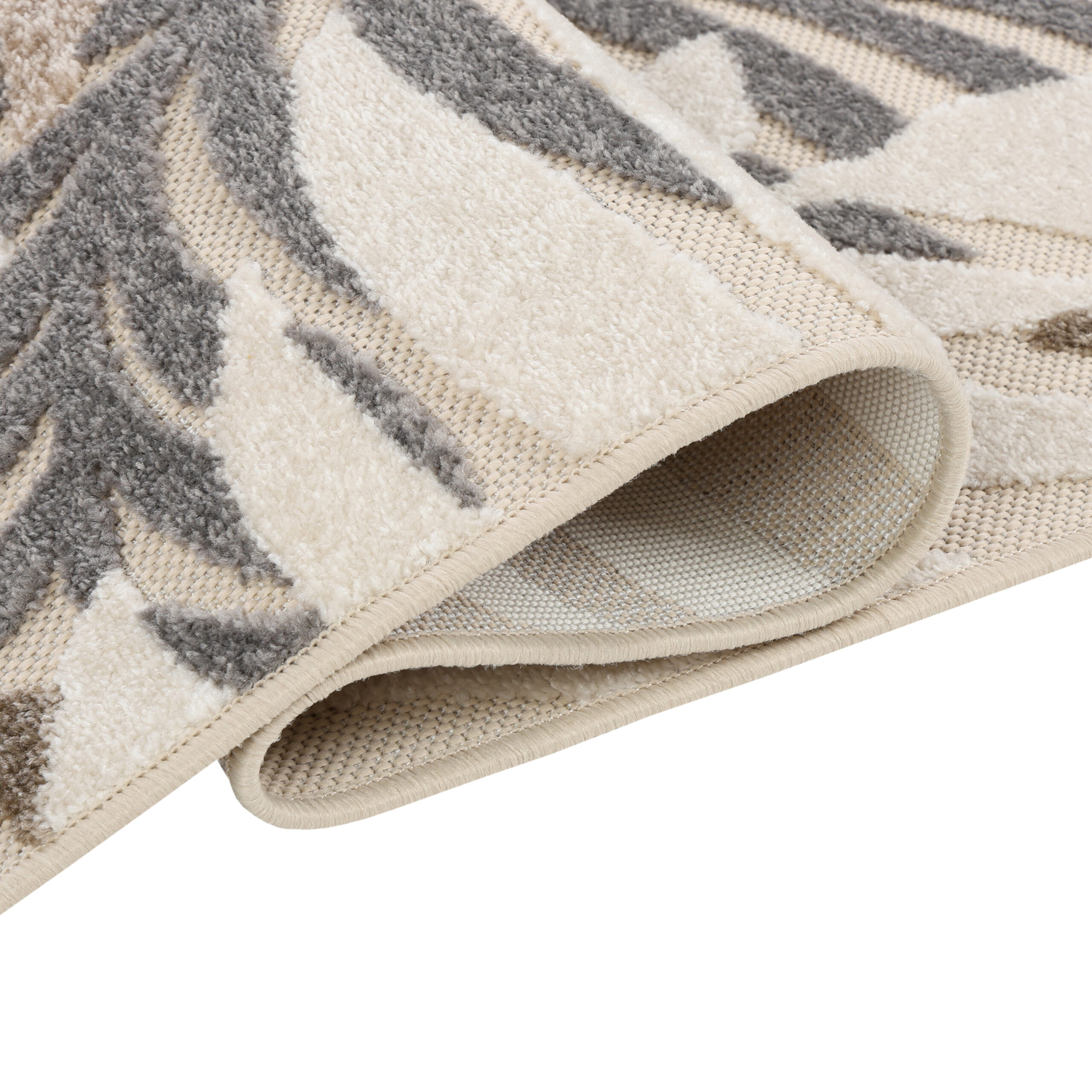 Outdoor Patio Rug Beige Leaves