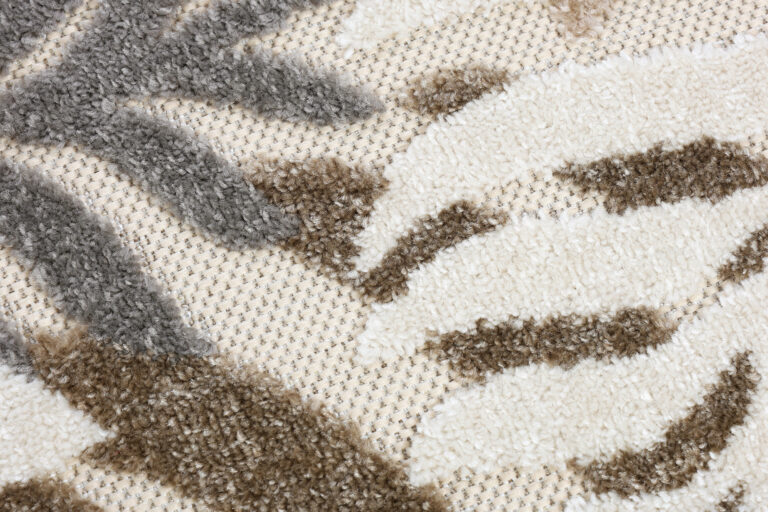 Outdoor Patio Rug Beige Leaves