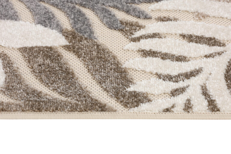 Outdoor Patio Rug Beige Leaves