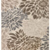 Outdoor Patio Rug Beige Flowers
