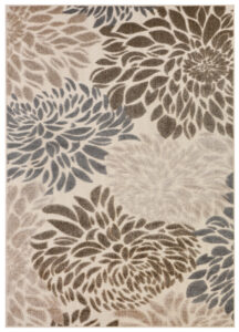 Outdoor Patio Rug Beige Flowers