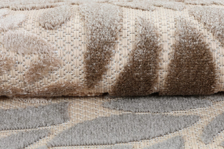 Outdoor Patio Rug Beige Flowers