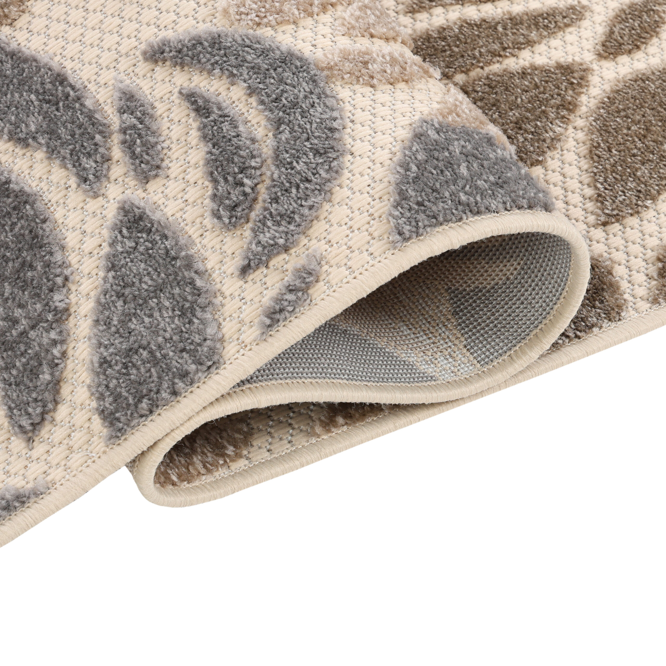 Outdoor Patio Rug Beige Flowers