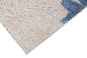 Outdoor Patio Rug Gray Blue Flowers