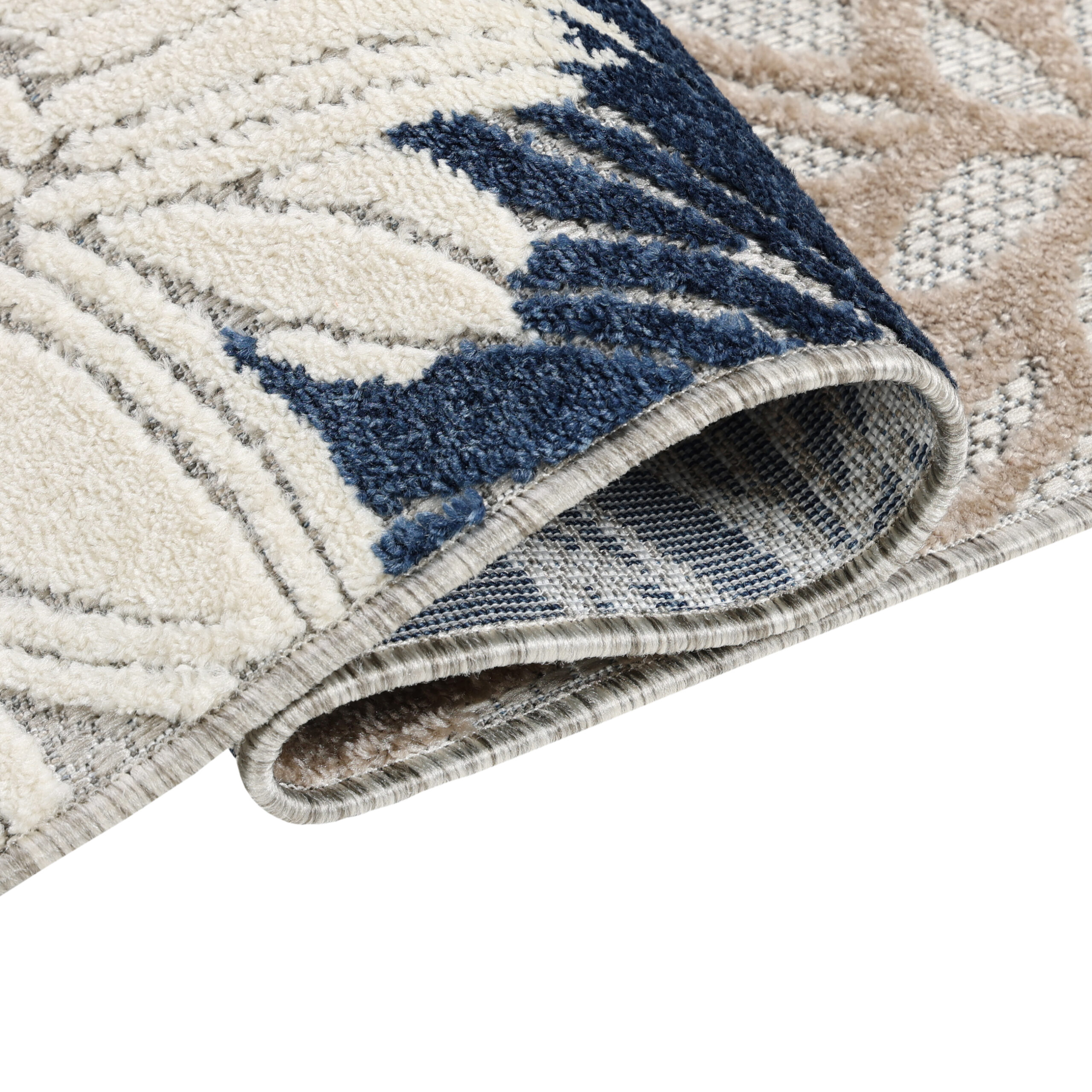 Outdoor Patio Rug Gray Blue Flowers