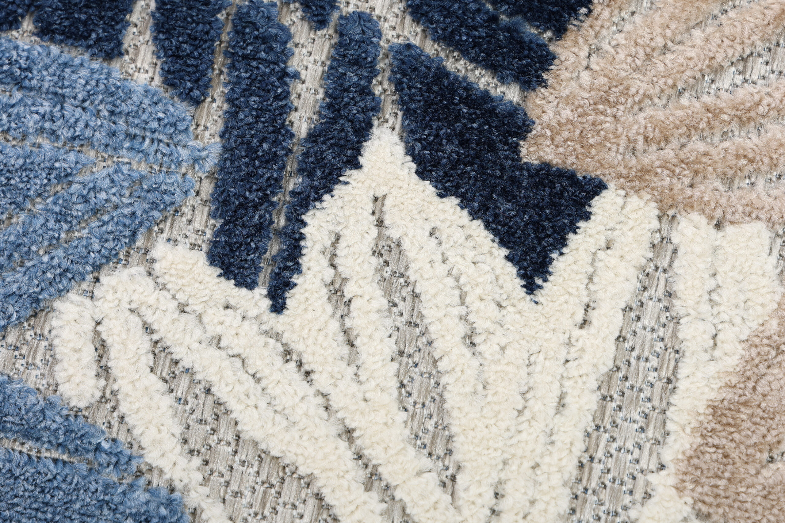 Outdoor Patio Rug Gray Blue Flowers