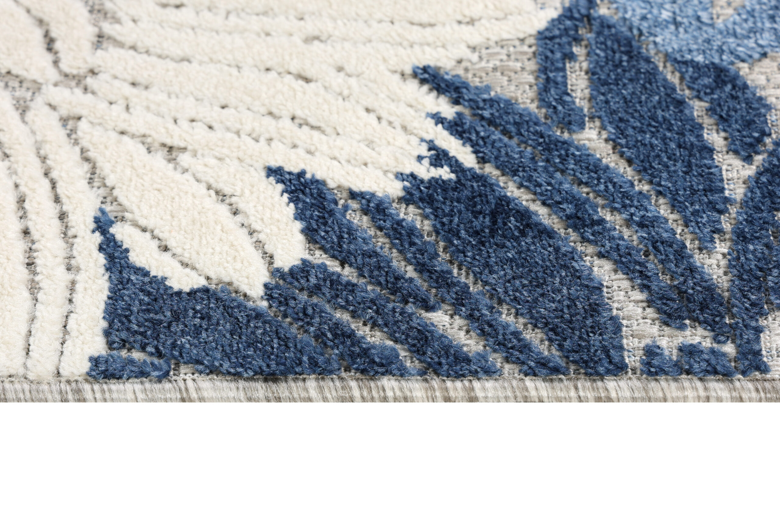 Outdoor Patio Rug Gray Blue Flowers