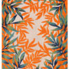 Outdoor Patio Rug Multicolor Leaf Motif