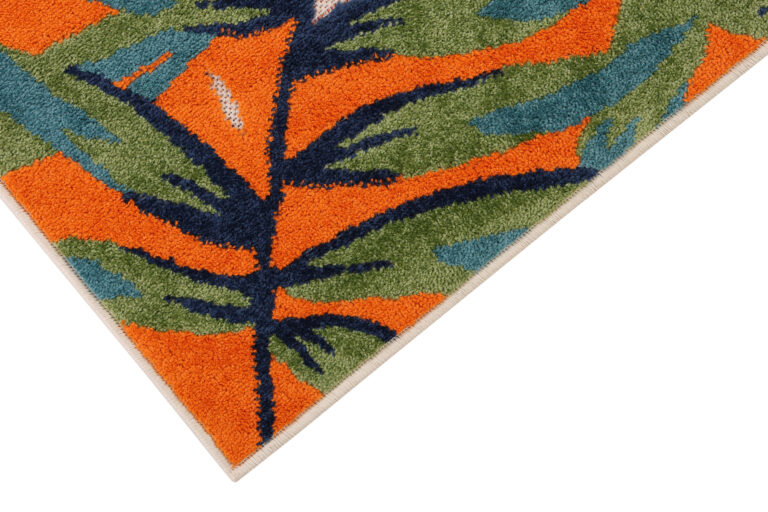 Outdoor Patio Rug Multicolor Leaf Motif