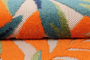 Outdoor Patio Rug Multicolor Leaf Motif