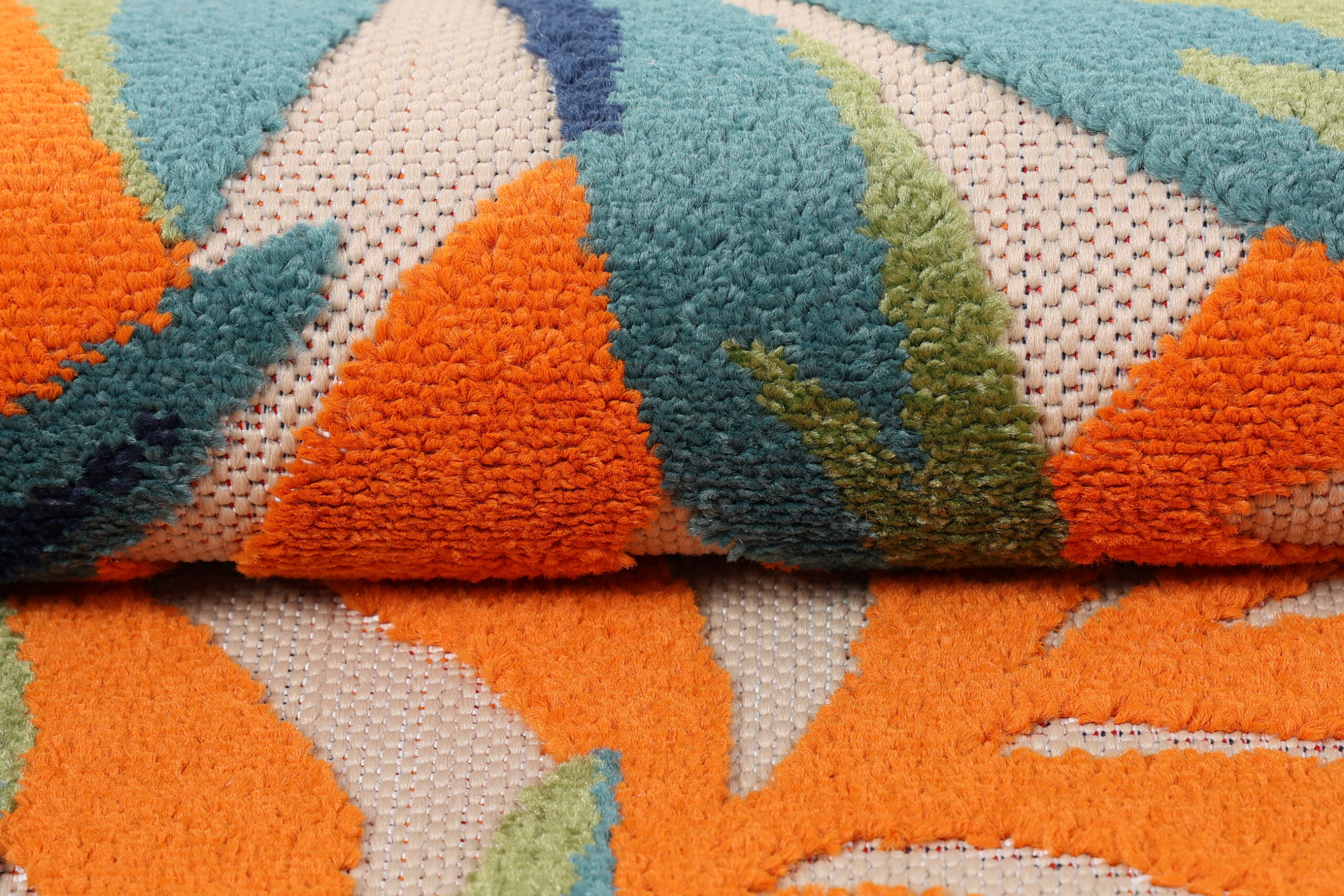 Outdoor Patio Rug Multicolor Leaf Motif