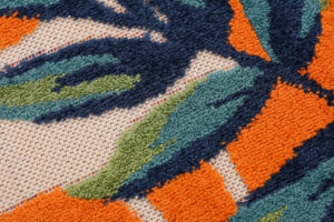 Outdoor Patio Rug Multicolor Leaf Motif