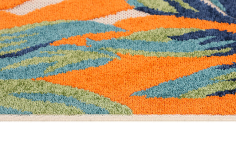 Outdoor Patio Rug Multicolor Leaf Motif