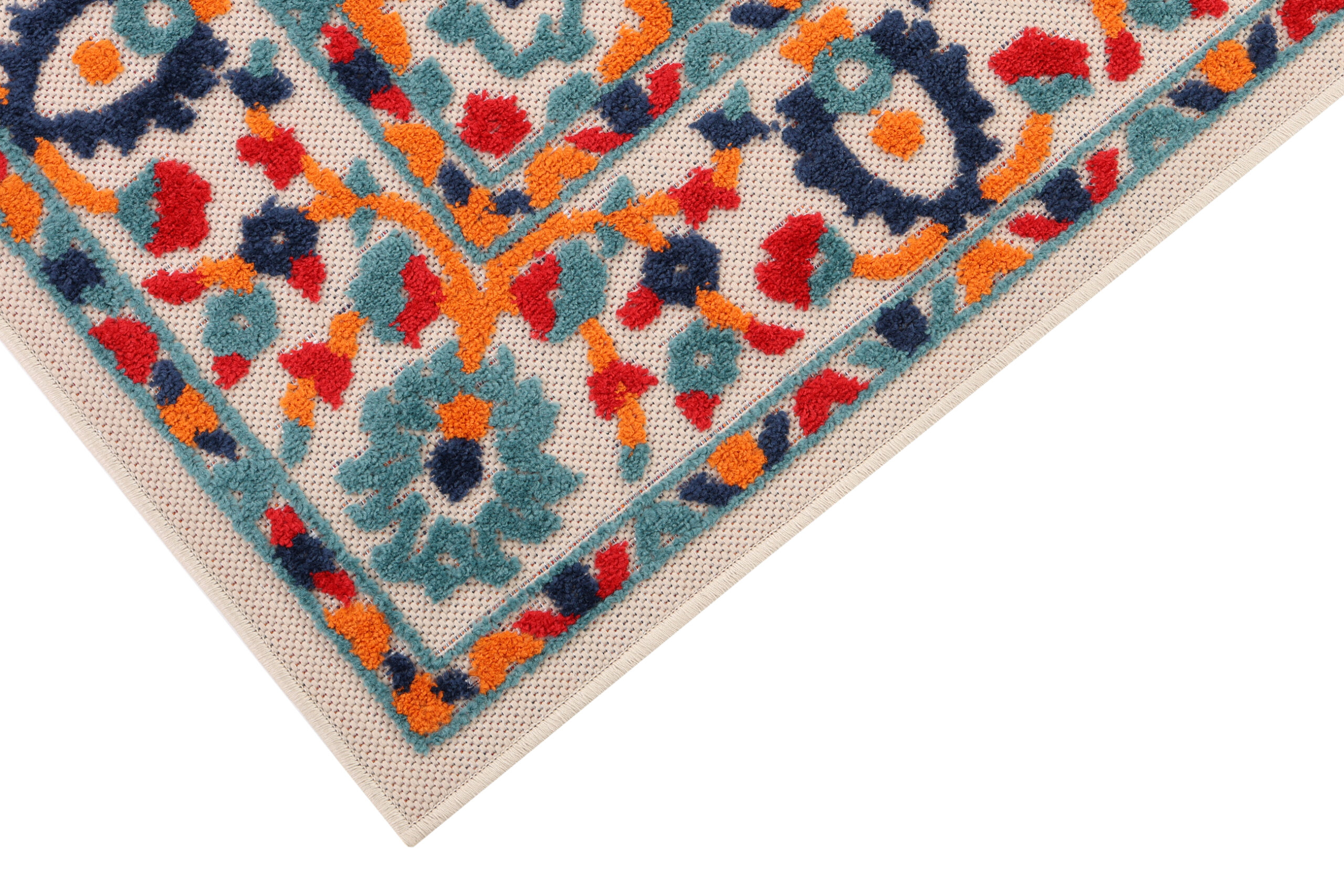 Outdoor Patio Rug Multicolor Rosette