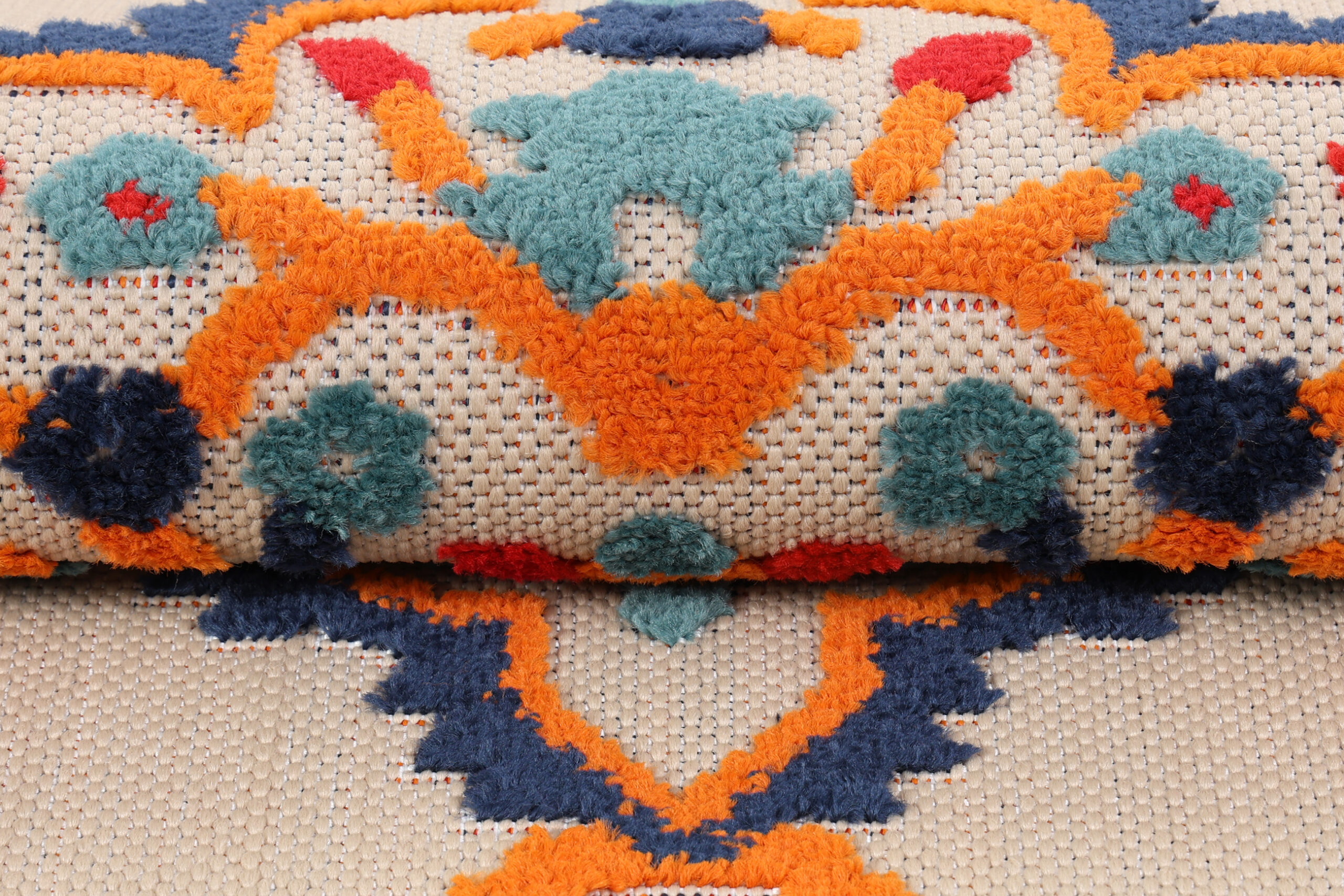 Outdoor Patio Rug Multicolor Rosette