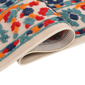 Outdoor Patio Rug Multicolor Rosette