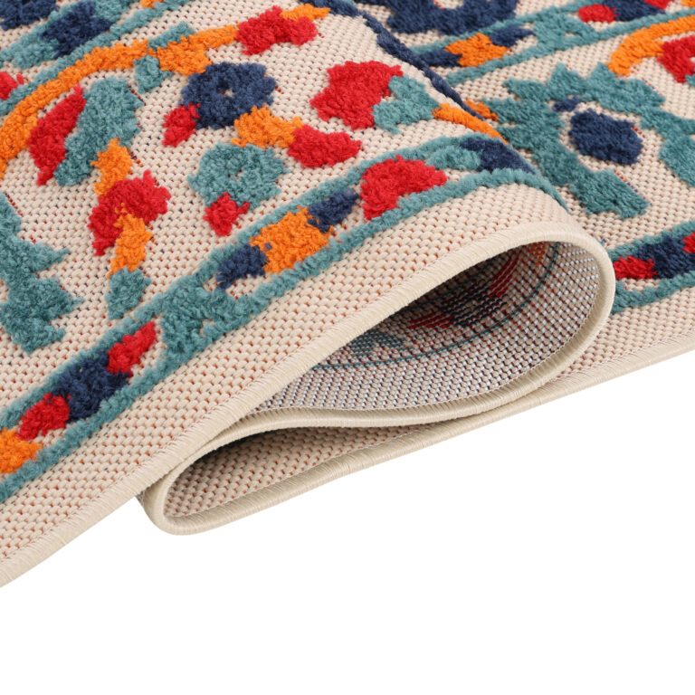 Outdoor Patio Rug Multicolor Rosette