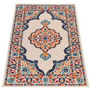 Outdoor Patio Rug Multicolor Rosette