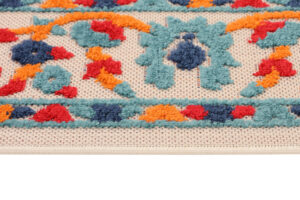 Outdoor Patio Rug Multicolor Rosette