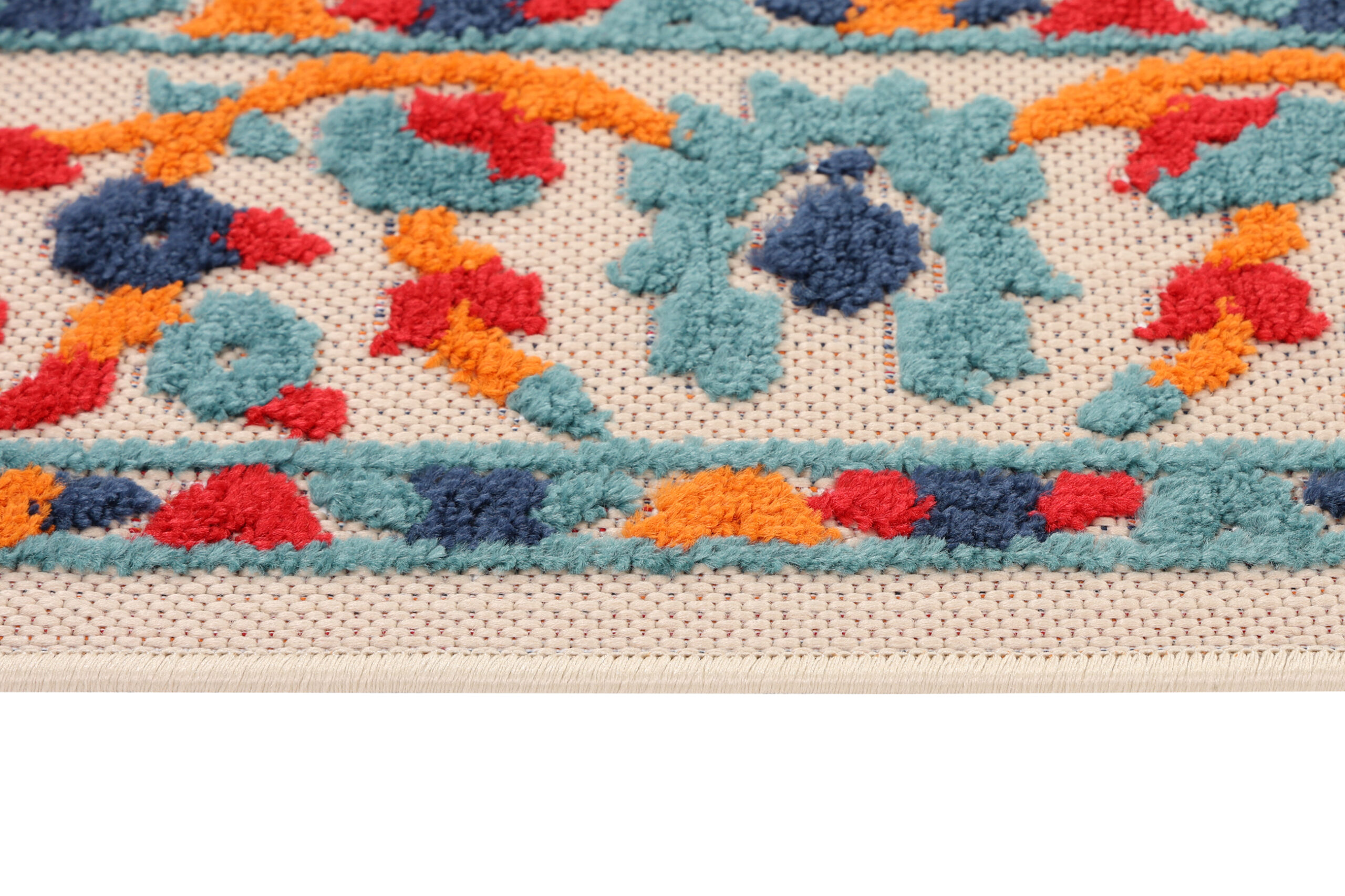 Outdoor Patio Rug Multicolor Rosette