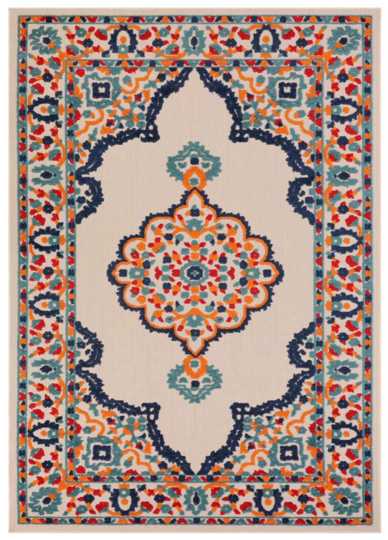 Outdoor Patio Rug Multicolor Rosette