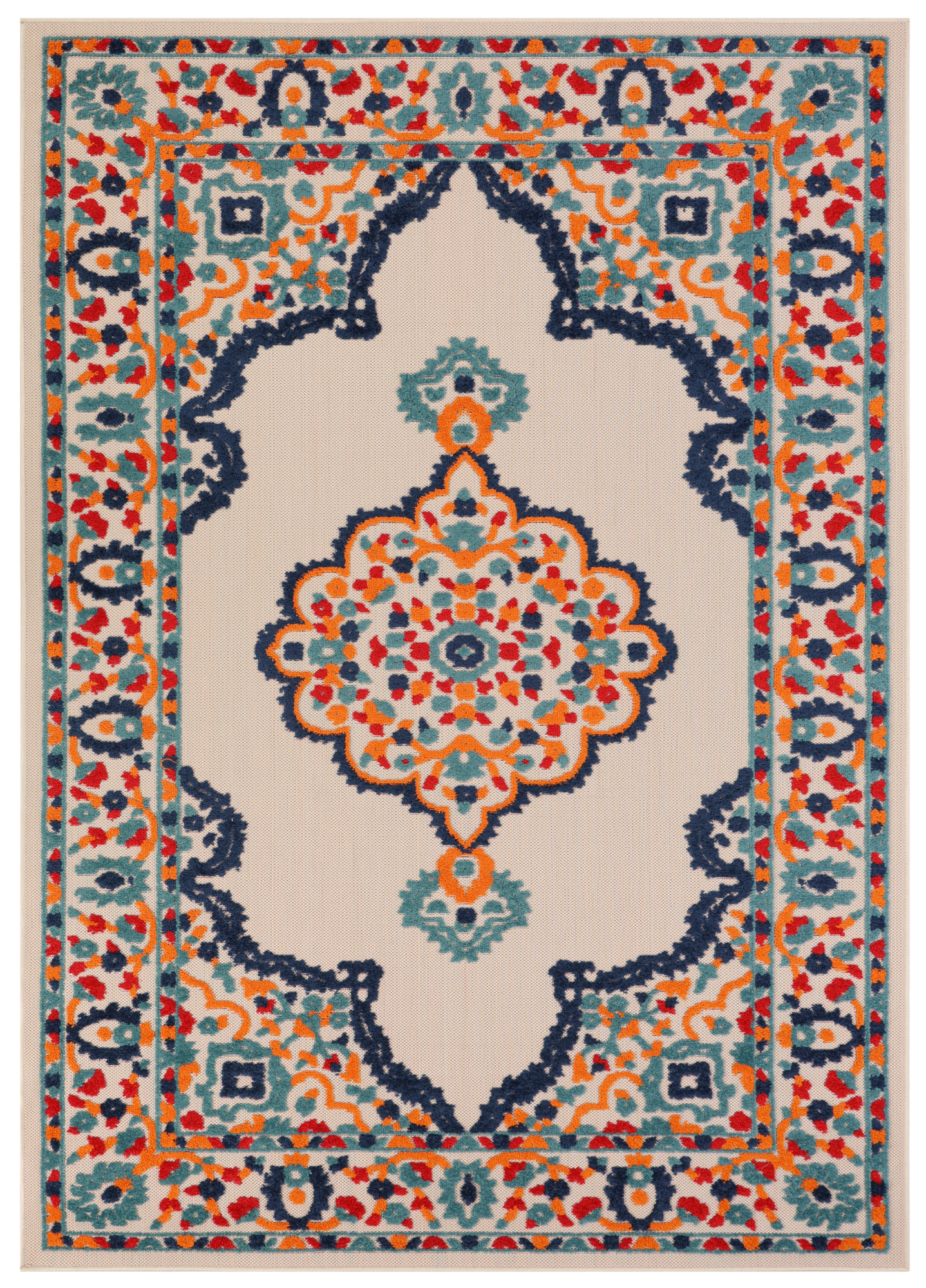Outdoor Patio Rug Multicolor Rosette