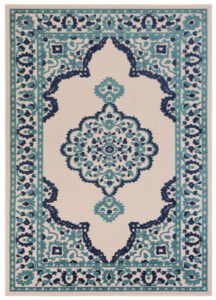 Outdoor Patio Rug Blue Rosette