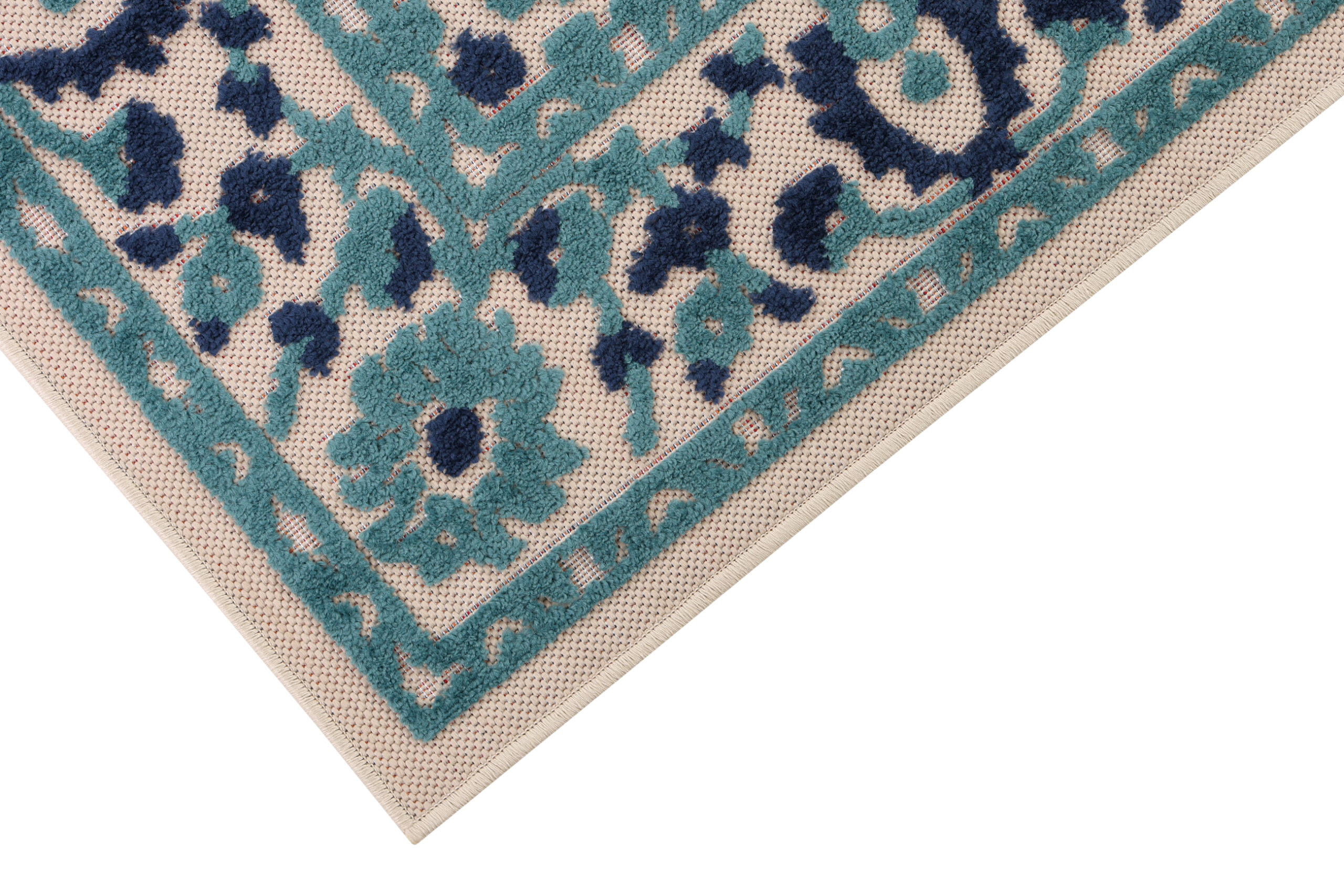 Outdoor Patio Rug Blue Rosette