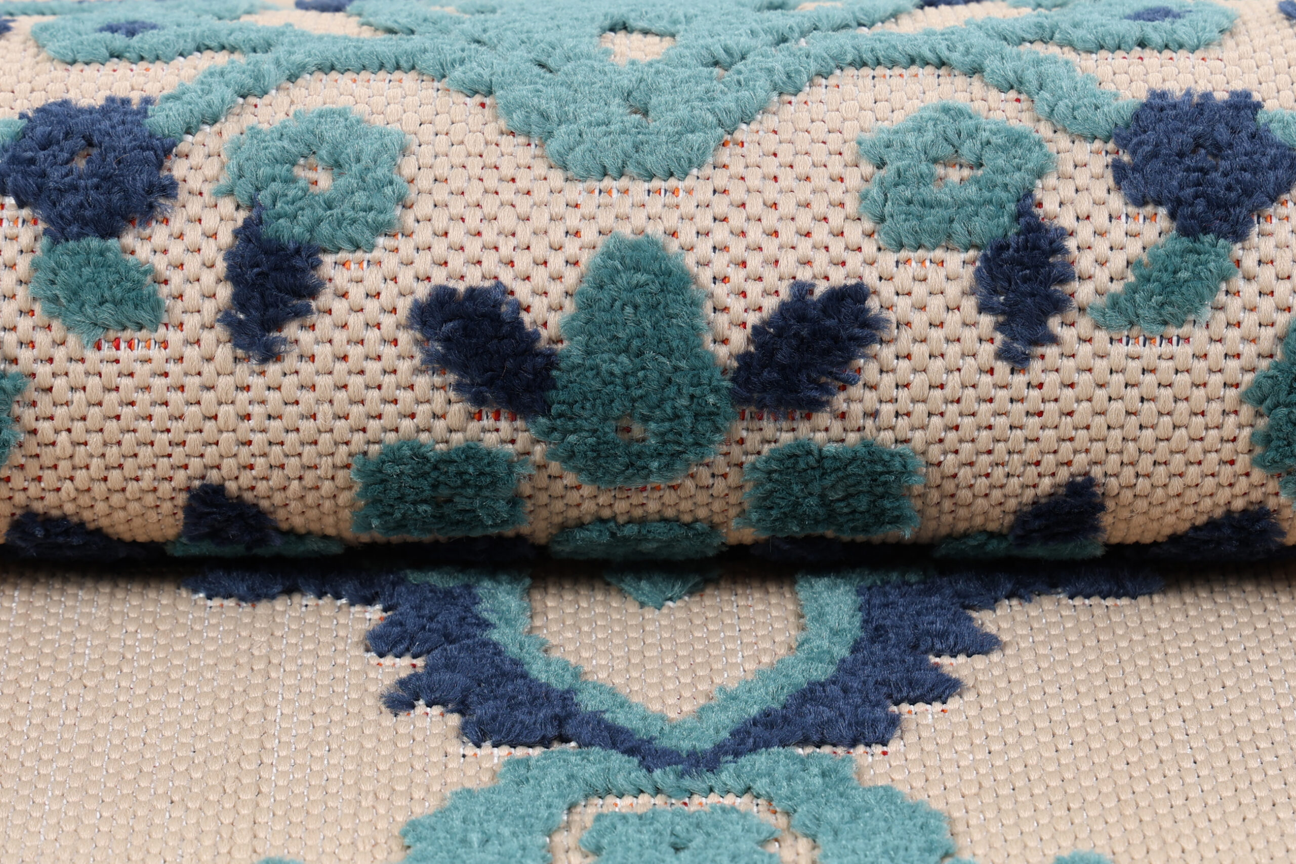 Outdoor Patio Rug Blue Rosette