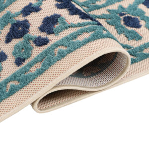 Outdoor Patio Rug Blue Rosette