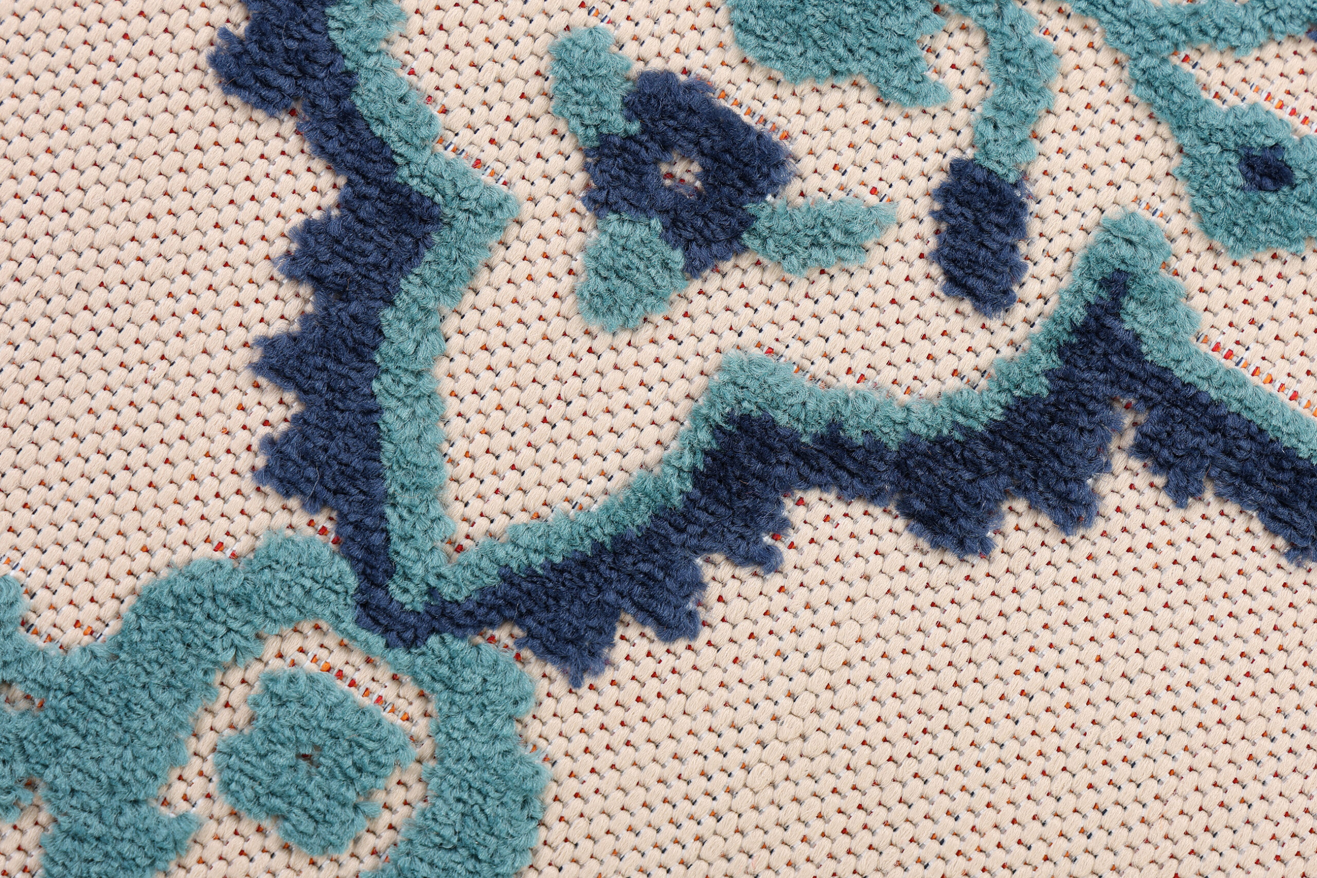 Outdoor Patio Rug Blue Rosette