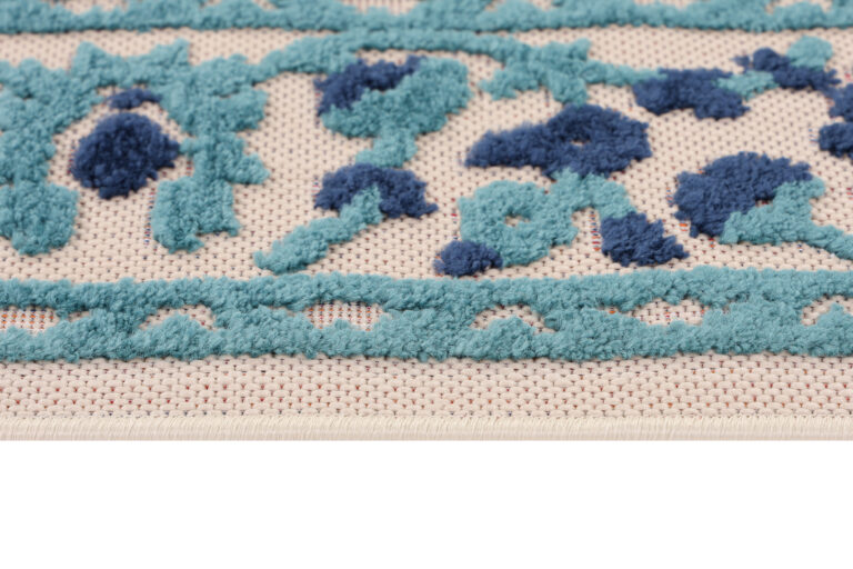 Outdoor Patio Rug Blue Rosette