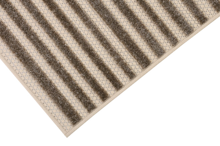 Outdoor Patio Rug Beige Cream Lines